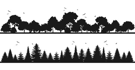 Silhouetten Laub- und Nadelwald © SimpLine