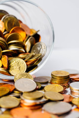 Thai Baht Coins money in glass bottles