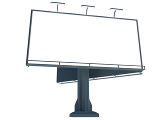 3D rendering of blank billboard (empty advertisement) isolated on white background