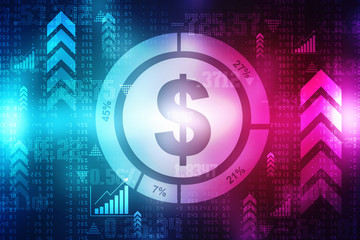 2D Digital Abstract Business graph background, Stock market chart 
