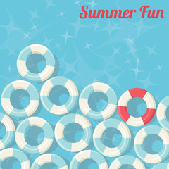 Summer Fun- Swimming Pool Floating Rings Background - vector eps10