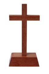 Wooden cross on white