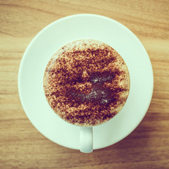 Cappuccino coffee in white cup