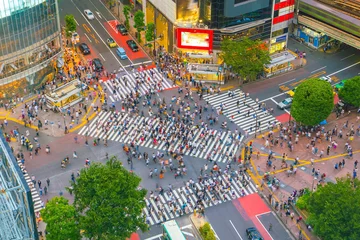 Papier Peint photo Lavable Japon Shibuya Crossing vue de dessus à Tokyo