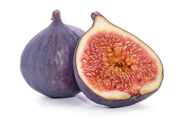 Ripe figs over white