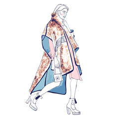 Fashion model. Sketch. Handdrawn Fashion illustration.