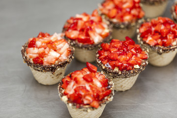 Chocolate biscuits with chopped  strawberries