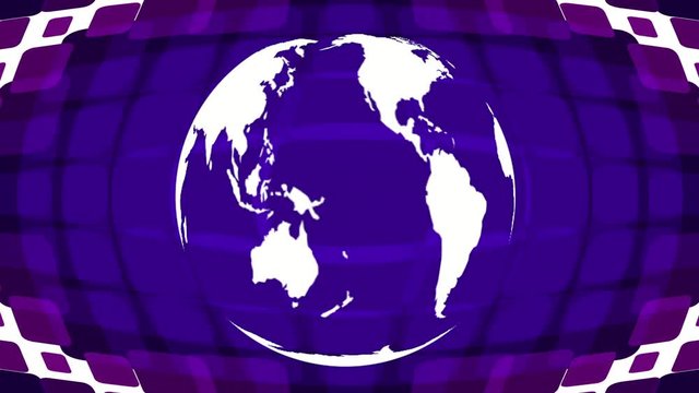 Esfera del mundo dando vueltas en bucle acompa&ntilde;ado de efecto dinamico televisivo
