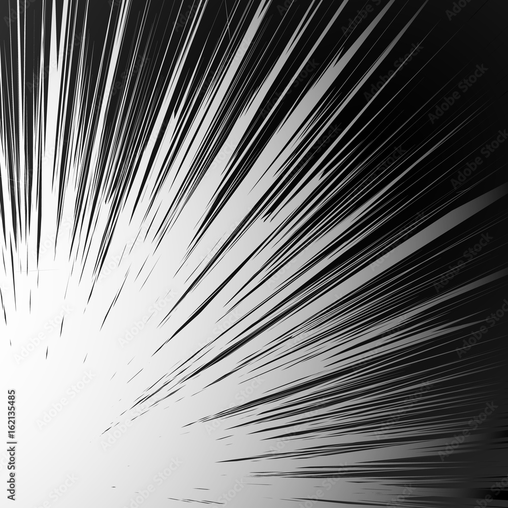 Poster Textured fading radial lines in artistic fashion. burst with radiating grungy lines fading into background. abstract black and white - monochrome illustration