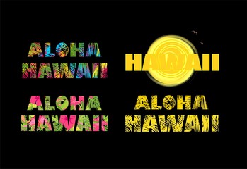 Aloha Hawaii. T-shirt prints with colorful palm leaves