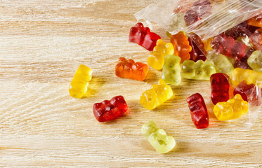 Gummies on a wooden table