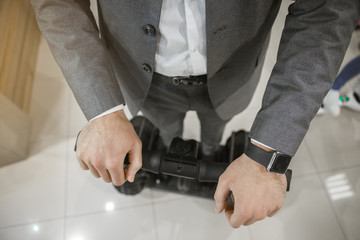 Naklejka premium Person driving two wheel modern mode of transport
