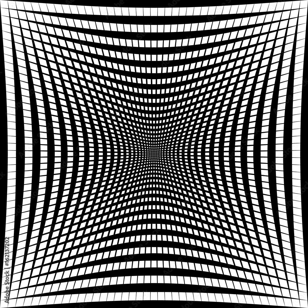 Poster Geometric black and white texture. Mesh, grid pattern of lines
