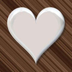 Wooden brown striped pattern texture with synthetic 3d heart shape background