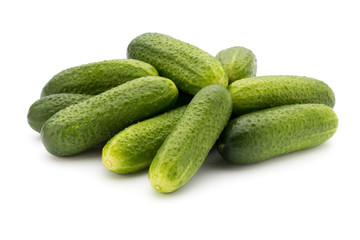 Eco cucumber on white background. Fresh vegetables.