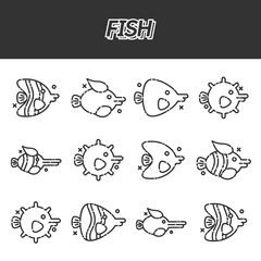 Fish cartoon concept icons