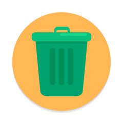 Trash bin flat icon. Round colorful button, Delete circular vector sign. Flat style design
