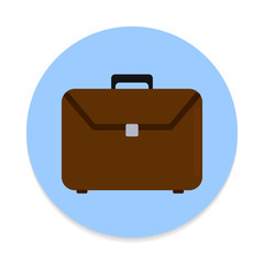 Briefcase flat icon. Round colorful button, Business portfolio circular vector sign. Flat style design