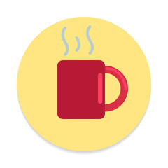 Tea mug flat icon. Round colorful button, circular vector sign. Flat style design