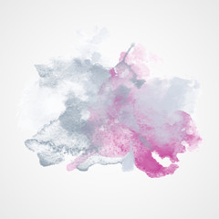 Watercolor Splash with gradient effect. Bright colorful grunge blob. Fashion, beauty,  posters and banners graphic design. Grey and Pink colors.