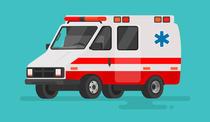 Naklejka premium Ambulance car on an isolated background. Vector illustration in a flat style