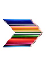 Many colored pencils isolated on white background, place for text