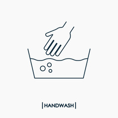 Wash hand outline icon. Delicate washing