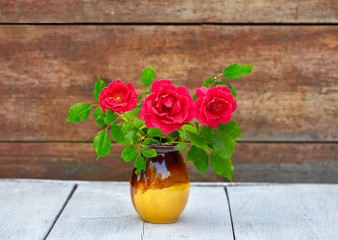 Beautiful bouquet of roses in a vase