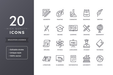 Education and Science Line Icons