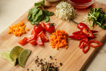 Cooking ingredients fresh isolated on table indoors