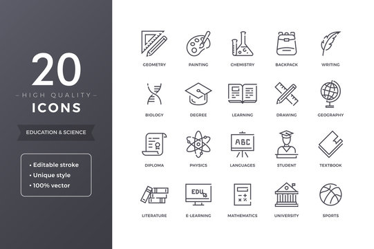 Education and Science Line Icons