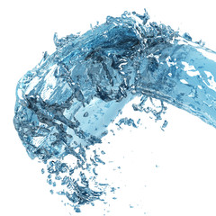 Blue clean water splash on white background