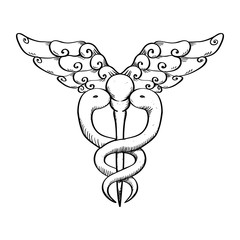 isolated caduceus emblem