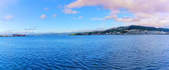 Panoramic image of Wellington habour , capital of New Zealand , North Island of New Zealand © PK4289