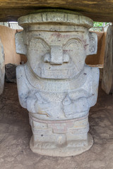 Statue located at Alto de los Idolos archeological site near San Agustin, Colombia