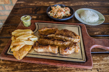 Beef steak in a restaurant in Colombia
