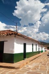Fototapeta na wymiar Old colonial houses in Barichara village, Colombia