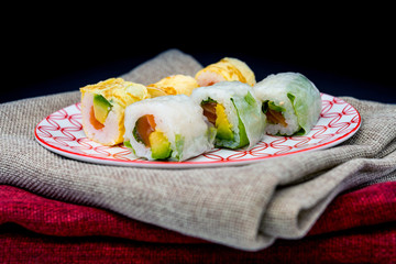 Japanese food Sushi Roll Maki of Salmon and avocado