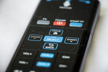 Obraz premium Smart TV remote with motion control isolated on white backgorund