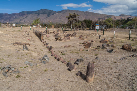 Archeological site El Infernito with a collection of stone menhirs. Villa de Leyva town, Colombia.
