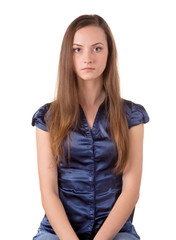 Fototapeta premium Head and torso of a brown hair lady.