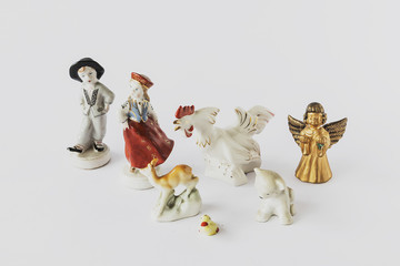 clay figures on white background