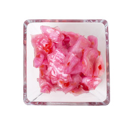 Marinated cabbage with beet .