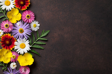 Garden flowers on stone