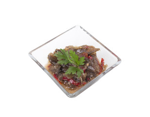 Squash caviar with baked pepper.