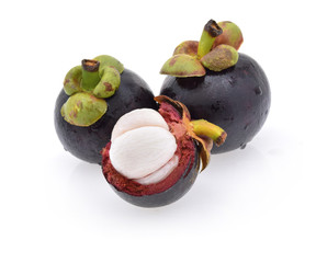 Mangosteen on white background