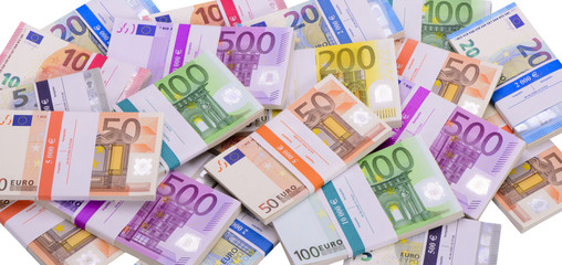 Euro Banknoten und Geldbündel
