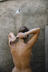 Woman taking shower