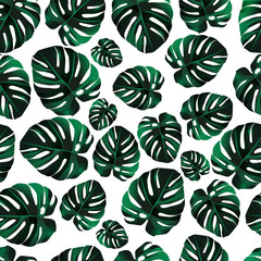 Seamless background of palm leaves
