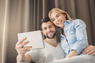 Young couple travel together hotel room leisure